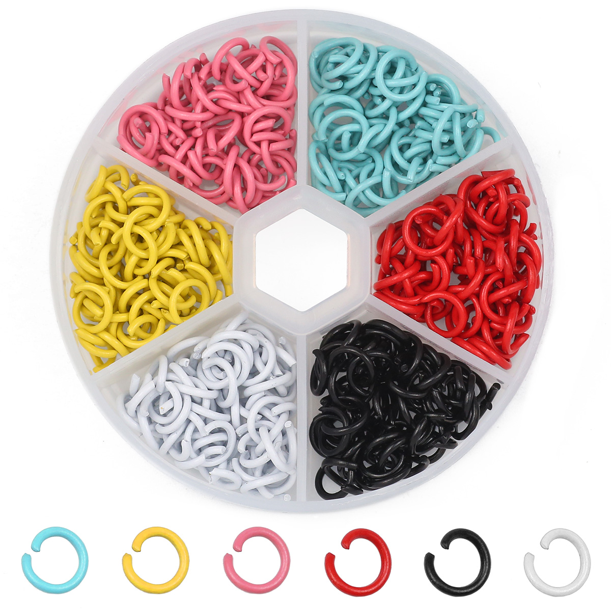 Jump Ring Assorted - 87g Kolorowe, mieszane kolory, kółka otwarte
